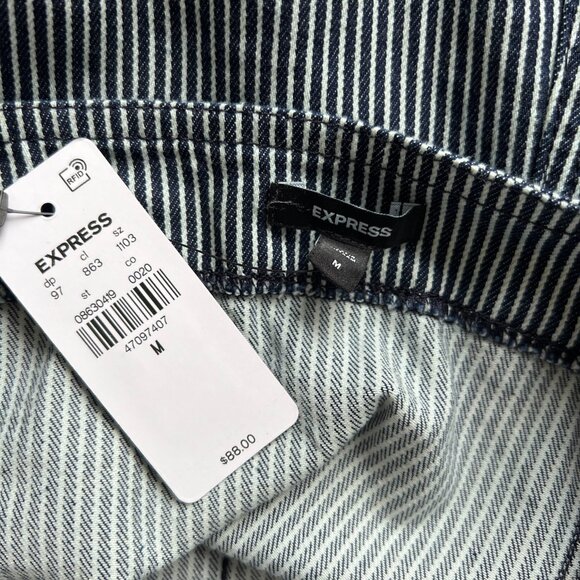 Express Striped Denim Halter Neck Button Front Top - Picture 2 of 4